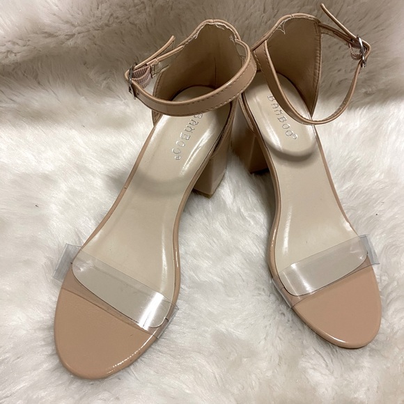 nude vinyl heels